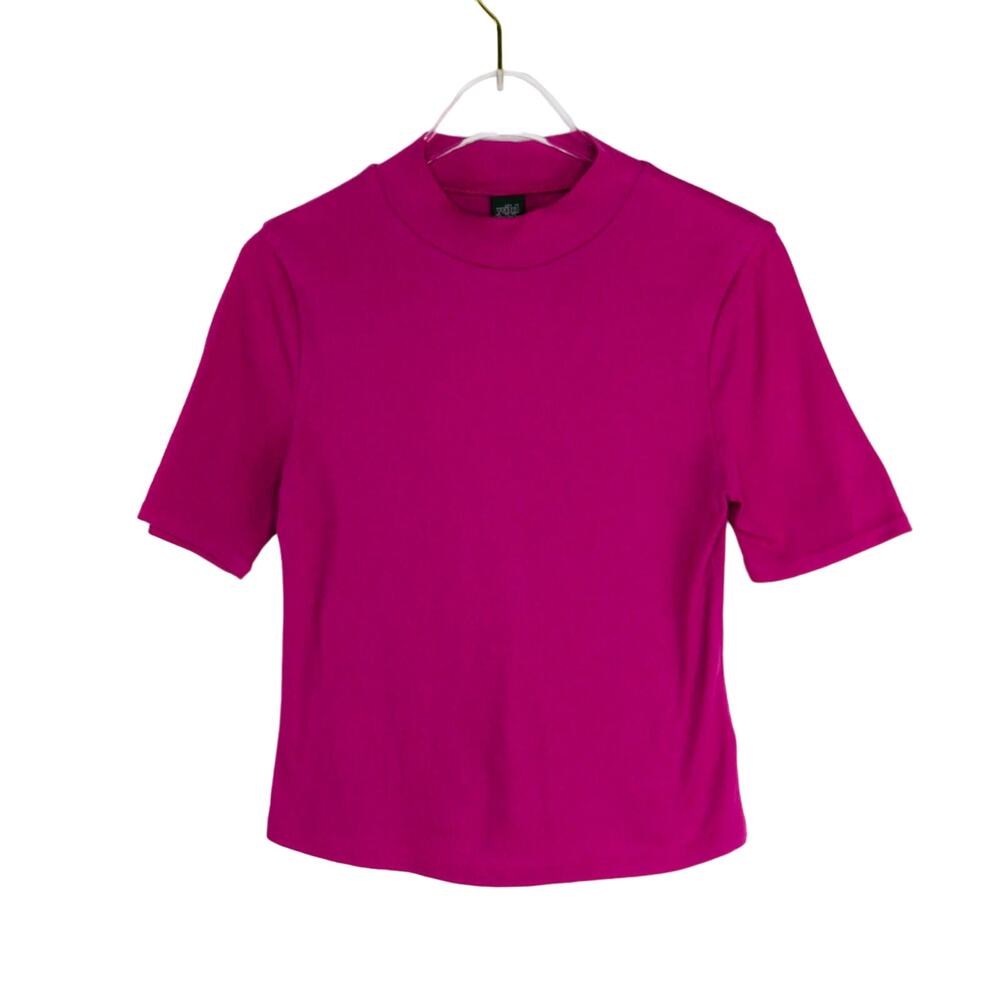 Wild Fable Magenta Purple Ribbed Knit High Neck Top Small